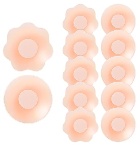 Flintronic Nipple Cover,6Pcs Silicone Reusable Invisible Nipple Pasties, Self Adhesive Breathable Soft Breast Pasties, Flower and Round Shape Nipple Breast Covers for Women Ladies Party Dress Clothing