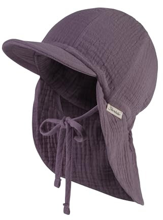 Sterntaler Schirmmütze Nacken Musselin - Mädchen Mütze aus Baumwoll Musselin (Bio) - UV-Schutz 50+ Sonnenhut mit Nackenschutz - Kinder Sommer Kopfbedeckung- pastellviolett, Größe 47