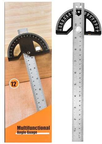 Protractors Angle Ruler Angle Finder Ruler Machinist Protractor Angle Measuring Tool 12-Inch Woodworking Ruler for Woodworking/Carpenter/Construction/Measurement/Hobbyists