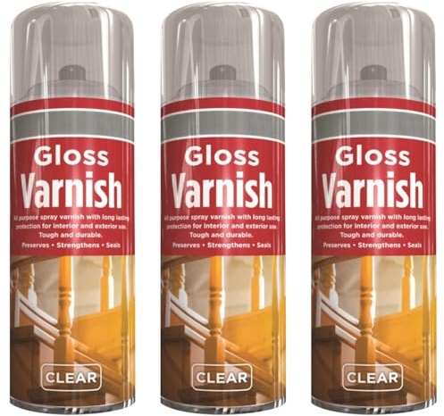 3 x Clear Varnish Gloss 250ML - Acrylic Clear Wood Varnish Gloss Finish Spray Wood Color Paint All Purpose
