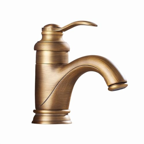 Wasserhahn Bad Waschtischarmatur Retro Antik Stil Messing Einhebel Mischbatterie Waschbecken Armatur, Badarmatur Waschtischbatterie Badezimmer, Bronze