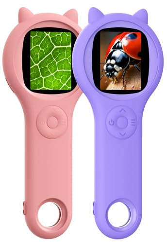 Pink and Purple Microscope for Kids-200X Portable Digital Mini Microscope- Your Little Scientist Miniscope - STEM Toy for Age 3 4 5 6 7 8 9 10 11 12 Years Old Toddlers.