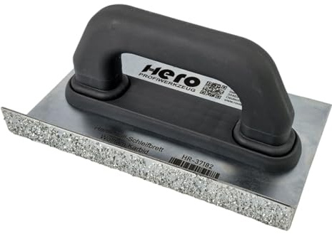 HERO Hartmetall Schleifbrett Handschleifer HM-Splittfläche MITTEL K24 Schleifklotz mit abgewinkelter Seite Winkel Raspel 130 x 210 mm Fliesenlegerzubehör für Abschleifen & Anrauen von Böden & Sockeln | Extrem langlebiger Wolframcarbid-Belag für schnellen Materialabtrag