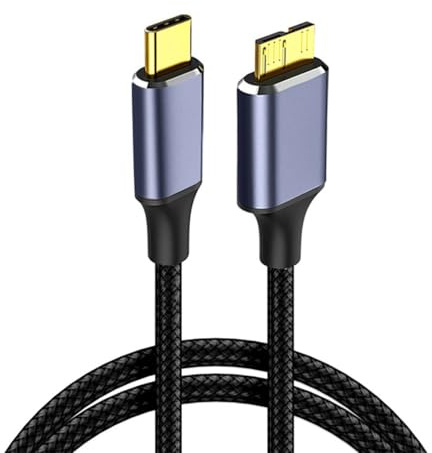 USB C to Micro B Cable, 0.5m USB 3.0 to Type C Cable, Nylon Braided External Hard Drive Cord Compatible with Seagate, WD, Toshiba, Westgate External Hard Drives, Samsung Galaxy S5 Camera