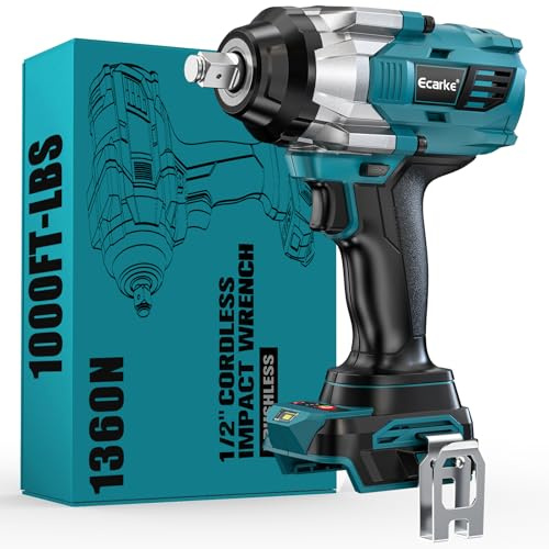 Ecarke Akku-Schlagschrauber 1400 Nm kompatibel mit Makita 18V Akku | Bürstenloser 1/2 Zoll Schlagschrauber mit LED-Licht für Radmuttern, Gerüstbau & Kfz-Wartung (Ohne Akku & Ladegerät)