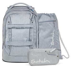 Satch Pack Set Set 3 teilig ab 5. Klasse ergonomisch 30L Stauraum mit Schlamperbox Sportbeutel