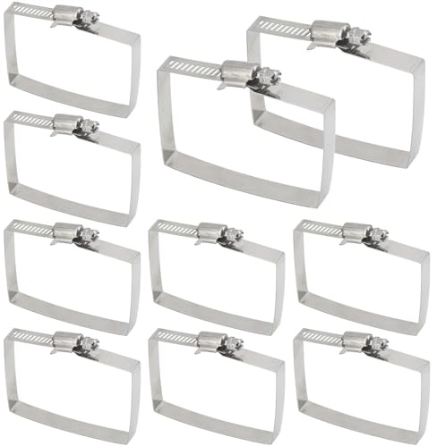 10 pièces de colliers de serrage de tuyau de 100x100 mm en acier inoxydable 304 pour tuyau carré - Colliers de serrage pour raccords de tuyau