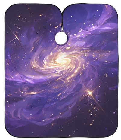 Cape de teinture pour cheveux mauve et dorée mystérieuse avec fermeture à pression réglable, capes imperméables pour adultes capa para cortar Cabello 165,1 x 140 cm