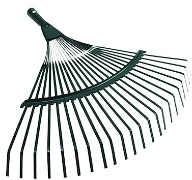 EPIGEIST Attrezzo da Giardino in Metallo 22 Denti, Manico in Legno, Strumento per Foglie Secche e Raccolta Erba, Attrezzo per Cura del Prato e Pulizia Foglie