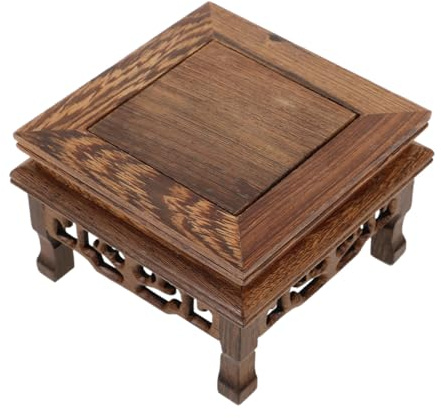 HEALLILY Wooden Pedestal Stand for Decoration Small Chicken Wing Wood Flowerpot Stand Indoor Plant Riser Oriental Buddha Display Base Rectangular Solid Wood