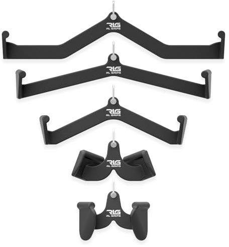 RL Grips Agarres para Poleas Gym Ergonómicos para Entrenamiento de Espalda - Manerales de Gimnasio para Dorsal con Anclaje Reforzado - Accesorios Gym para Jalones y Remos (Set Completo)