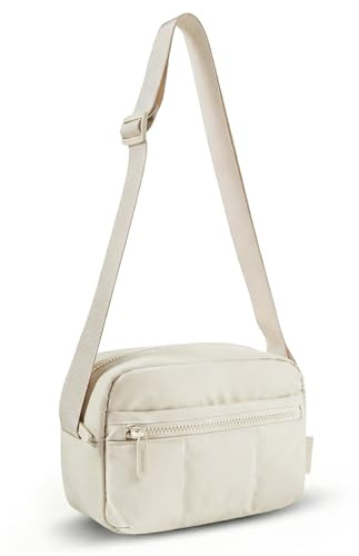bagsmart Puffer Kameratasche Klein, Kamera Tasche DSLR SLR Fototasche Klein | Leicht und stilvoll Umhängetasche Spiegelreflex Systemkamera Objektive Zubehör(Beige)