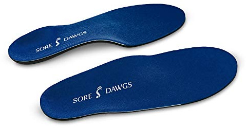 Sore Dawg Expedition Support Insoles for Low-Arch All-Around Footwear, Blue, Small (Mens 5-7, Womens 5.5-7.5)