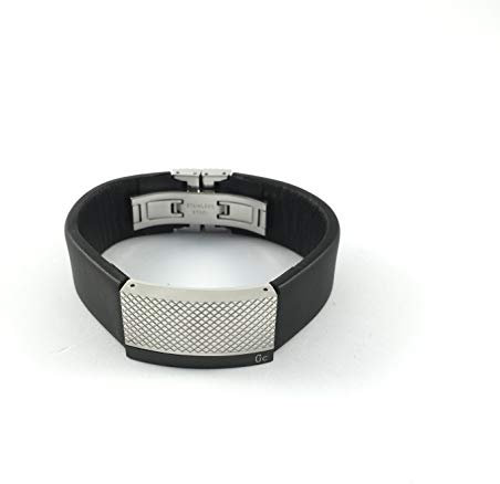 Guess Collection Stainless Steel Edelstahlband Ledereinsatz Doppelschließe 18cm Armumfang CMB70708 UVP 165€