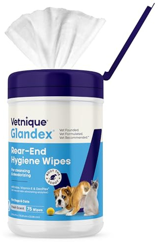 Glandex® Wischtücher für Hunde, Katzen und Haustiere Reinigen desodorierende hygienische Pflegetücher für Analdrüsen (75ct Kanister)