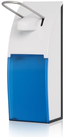 Blanc HYGIENIC FIX Armhebelspender Aluminium, 500 ml, Blau-Transparent | 500-ml-Armhebelspender aus Aluminium, Blau-Transparent, inkl. Leerflasche und Wandhalterung, abschließbar
