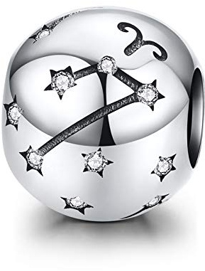 LaMenars Damen 925 Sterling Silber Charms und Perlen mit 12 Sternbildern, kompatibel mit Pandora & europäischem Armband Halskette