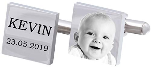 Juwelier Schönschmied - Manschettenknöpfe Fotogravur inklusive Bild Gravur Bilgravur aus Edelstahl mit Amazon Konfigurator gestalten – ACM15bi-2
