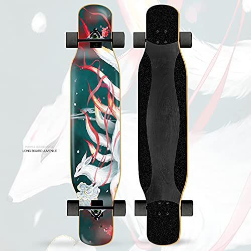 DFWYG Longboards Kinder 47 Zoll Fancy Street Dance Board Old School Pinsel Street Anfänger Skateboards,Mädchen Jungen Erwachsene Profis Vintage Surfing Special Edition Skate Board,Messing