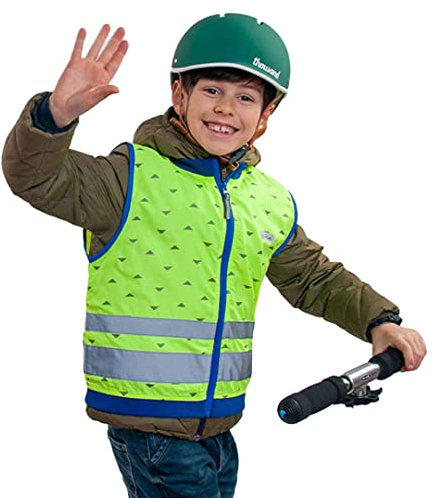 GOFLUO - Jackson Reflektorweste - Warnweste - Reflektierende Weste - Sichtbar im Dunkeln für Wanderer, Joggen, Fahrrad - Yellow - 2-3Y