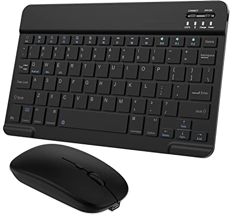 Ultrasmalt litet Bluetooth-tangentbord och mus kombo bärbart uppladdningsbart trådlöst tangentbord för Android-surfplatta mobiltelefon Samsung smartphone iPhone iPad Mini Pro Air 10.2 10.9 11 5,1 13