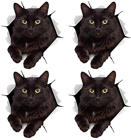 3D Katze Auto Dekorative Aufkleber, Asudaro 4Stück Kätzchen Muster Auto Aufkleber 3D Nette Katze Aufkleber Auto Karosserie PVC Wasserdicht Aufkleber Kratzschutz Dekoration,