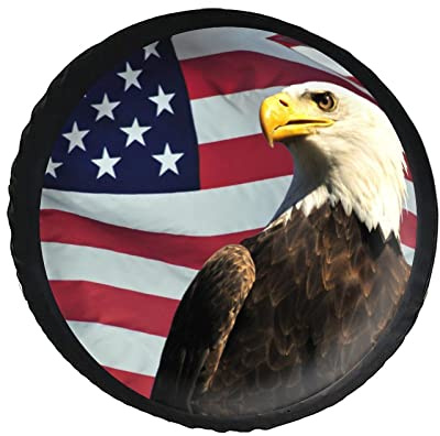 Phelika Stemma Americano Aquila Calvo Copriruota in PVC in Pelle Protezioni per Ruote Impermeabili Universali Antipolvere per Rimorchio, Camper, SUV, Camion, Accessori per Rimorchio da Viaggio 38 cm