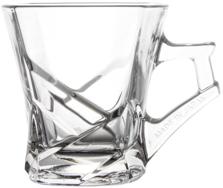 Rammento Set of 6 Prisma 180ml Small Clear Glass Coffee Cups | Dishwasher-Safe Irish Coffee Mugs for Hot Drinks | Crystal Tea Glasses Set, Housewarming Gift | 7.5cm Wide Turkish Tea Mugs Set for 6
