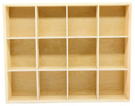 LONG TAO 1 Pcs 13.4''x10.6''x2'' Wooden Storage Divider Box Showcase Display Box Organization Tray Display Holder Tabletop Drawer with 12 Compartments for Home Craft Office Kitchen Storage