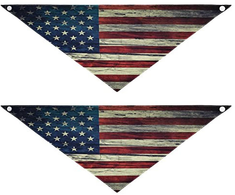 2 Stück Hundehalstücher Haustier Bandana Schal Druckknopf Dreieck Lätzchen Halstuch Set Haustier Urlaub Zubehör Dekor für kleine bis große Welpen Hunde Katzen kleine Vintage Flagge USA auf Holz