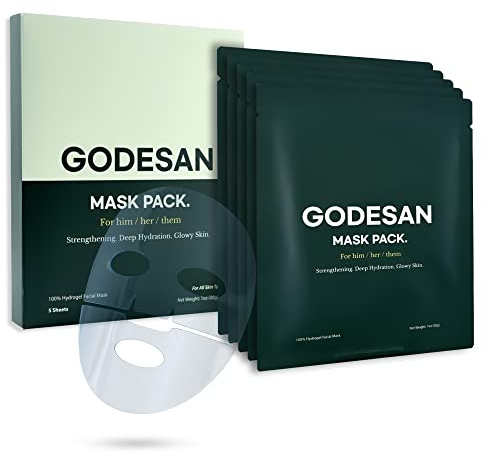 GODESAN Hydrogel Face Mask Pack 5pcs - Rich Collagen, Deep Moisture, Ginseng, Tea Tree, Hyaluronic, Overnight Mask, All skin type