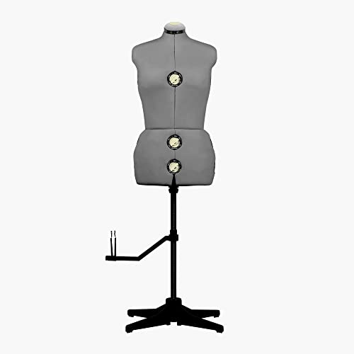 EFFEKTIV - Mannequin Couture Femme pour Exposition de Couturières, Mannequin Couture Femme Reglable en Hauteur, Design Ergonomique avec Fixateurs, 13 éléments, Taille L-XXL (44-52 Euro), Grise