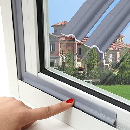 ZOCONE 6M Burlete Ventana Corredera, Tira Aislante Autoadhesiva Gris Tira Sellado Ventana A Prueba de Viento y de Ruido Burlete Puerta Entrada Sellar Puertas Frio Cinta Adhesiva Aislante para Ventanas