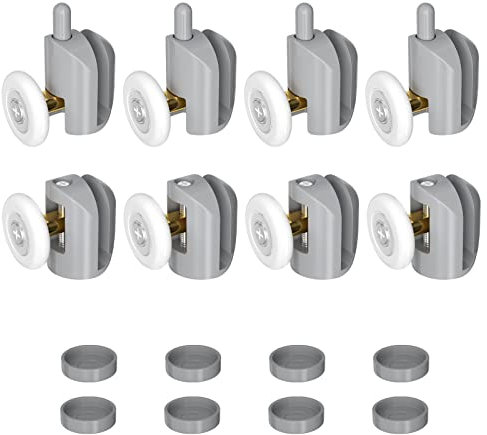 Relota Set di 8 Rotelle Box Doccia Universali 23mm, Ruote Cuscinetti, per Vetro 4-5 mm, Parti di Ricambio per Porta Scorrevole (4 Rulli Superiori e 4 Inferiori)