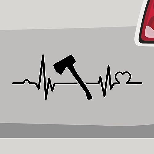 Herzschlag Axt Aufkleber Feuerwehr Sticker Hilfe Holz Auto Bike Decal Vinyl Beil Aufkleber Größe: 120x42cm (XXXL) | Farbe: 54-türkis | Feuerwehr Sticker Kleber Deko Tuning Auto-Folie