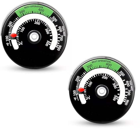 2-Piece Fireplace Oven Thermometer,Thermometer For Oven Pipe Wood Stove,Thermometer Magnet For Wood Stove,Magnetic Thermometer For Burner And Log Chimney Pipe Fireplace,0–500℃/100~900℃