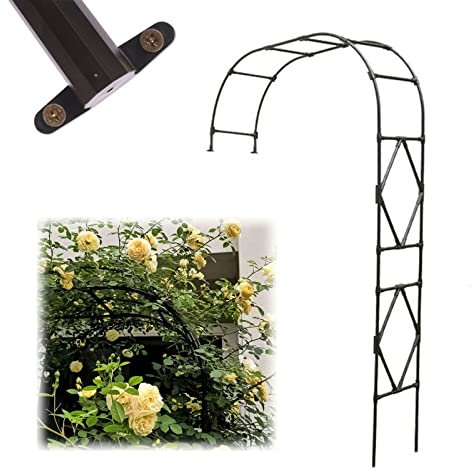 Metall-Halbbog-Spalier zum Klettern von Rosen – Rosenbogen Gartenlaube Torbogen Wandmontage, dekoriert, ideal für den Außenbereich, Garten, Rasen, Hinterhof, Terrasse