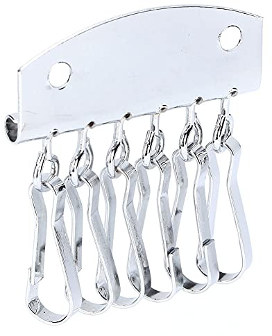 Yuecoom Fila De Llaves, Cartera, Bolso De Cuero, Hardware, Llavero, Fila, Organizador, Soporte, 6 Ganchos, Clip De Cierre(Plata)