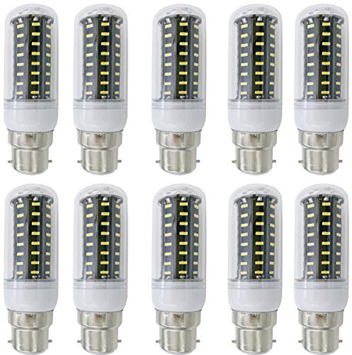Aoxdi 10 Stück B22d LED Leuchtmittel Lampe 7W, Warmweiß, 72 SMD 4014 Klar B22D LED Glühbirne, AC220-240V