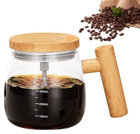 Selfs Stirring Coffee Mug, 400ml Electric Mixing Mug, Portable High-Speed Electric Selfs Stirring Mug with Handle, Selfs Stirring Coffee Mug, Glass Selfs Stirring Mug for Coffee Milk Hot Chocolate