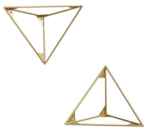 GLFNB Schwebende Regale, Metall-Wandregalhalterung, goldene Regalhalterungen, robuste, dekorative Wandregale, dreieckige Regalhalterungen, Eckhalterung, mit Schraube, 2er-Set (25 cm)