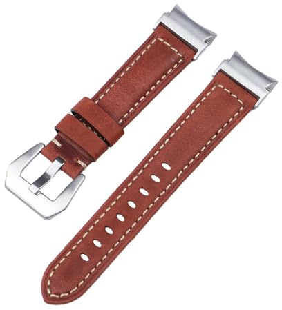 20mm Läderband med snabb passform för Samsung Galaxy Watch 6 5 4 40 44mm klocka 5 pro 45mm för 6/4 klassisk 43 47mm 42 46mm Klockarmband,Brick Red Silver,för klocka 4 40 44mm