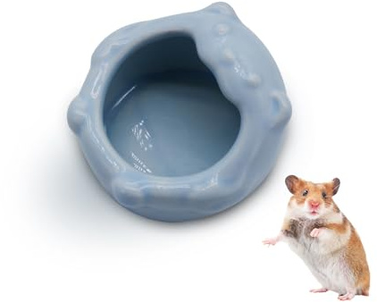 LuckyOpt Small Ceramic Pet Hamster Bowl, Easy to Clean Anti Flipping Hamster Food Bowl Small Animal Bowls, Hamster Food and Water Bowl for Golden Bears, Rabbits, Hedgehogs, Dutch Pigs, Parrots (Blue)