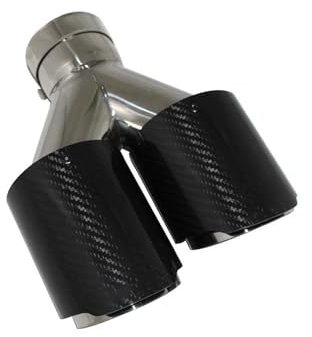 Auspuffrohr Universal Auto Auspuffrohr Schalldämpfer Düse Dekoration Edelstahl Silber Carbon Faser Glänzend Schalldämpfer Spitze Y Form Doppel Ausgang Auspuff Endrohr(Right 51mm-89mm)