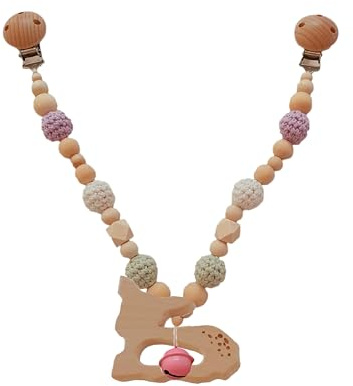 Kinderwagenkette Holz (Lila, Mint, Reh)