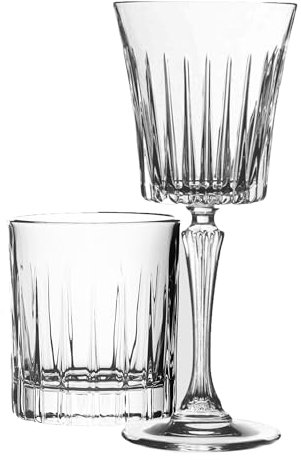 Sicignano Lot de 6 verres à vin CL.30 avec 6 verres CL.36 Timeless pour vin d'eau whisky liqueurs cocktails, cristal écologique, transparent, résistant, usage quotidien, pour maison, restaurant, fête,