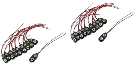 CONGARTENO 20pezzi Connettore Clip Per Batteria Con Cavo Da Facile Installazione Materiale Resistente Per Alimentare Led e Dispositivi Elettronici Colore Nero