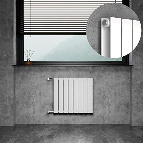 WITEN&NOCK Heizkörper Nabenabstand 500mm,Weiß 600x550mm Einlagig, 752W | Flach Paneelheizkörper mit Seitenanschluss, Horizontal, für Badezimmer und Wohnzimmer,Austauschheizkörper inkl. Montageset
