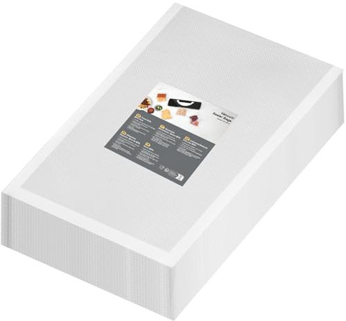 Sacchetti Sottovuoto Alimenti 100 Buste 28x40cm, Buste Sottovuoto Alimenti per Macchina Sottovuoto e Cottura Sous Vide, Sacchetti Goffrati per Conservazione Alimenti, Senza BPA