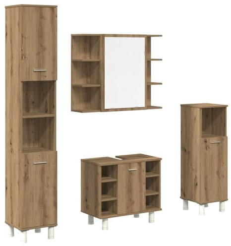 vidaXL 4-TLG. Badmöbel-Set Artisan-Eiche Holzwerkstoff